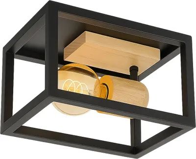 Produktbild von Deckenleuchte, Metallrahmen, Holzdekor, braun, L 22cm