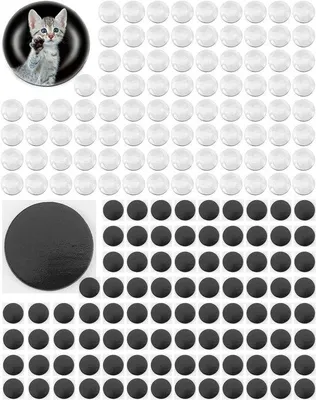 Produktbild von Gläserne Cabochon-Blöcke in 180 Stück mit selbstklebender Kante für Bastelprojekte, kleine Magneten für Kühlschränke und Whiteboards (25 mm)