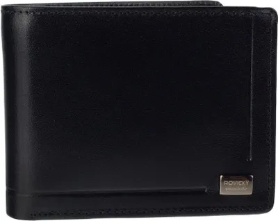 Produktbild von Rovicky | Kompakte, schwarze Ledergeldbörse, mit hochwertigem RFID, Naturleder, Schwarz, 11x8.5 cm