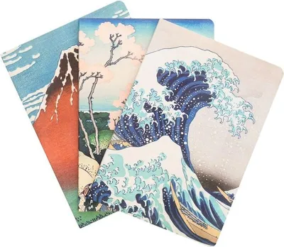 Produktbild von Die Große Welle von Kanagawa A5 Notizbuch 3er-Set