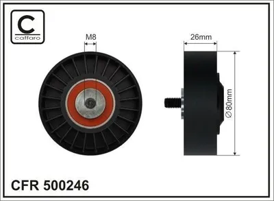 Produktbild von CAFFARO 500246 Spannrolle Keilrippenriemen 80mm passend für PEUGEOT BOXER Kasten (230L) BOXER Bus (230P) BOXER Pritsche/Fahrgestell (ZCT) für CITROËN