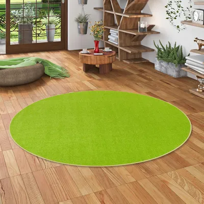 Produktbild von Velours Teppich Joy Grasgrün Rund, Größe:300 cm Rund