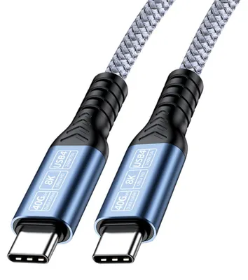 Obrázek produktu pro INF USB4 datový kabel — 40Gbps přenos, 240W PD rychlé nabíjení, 8K@60Hz DP1.4, nylonový opletený USB-C na USB-C, kompatibilní s Thunderbolt 4/3 a USB 3.2/3.0 Šedá 1,5 M