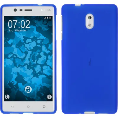 Produktbild von PhoneNatic Case für Nokia 3 Hülle Silikon blau matt Cover 3 Tasche + 2 Schutzfolien