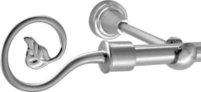 Produktbild von Gardinenstange Edelstahl Look, Metall, Durchmesser 16mm, Wandträger H14, 1-läufig, Länge 400, Endkappe E20