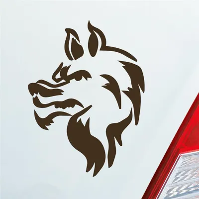 Produktbild von Auto Aufkleber Böser Wolf Hund Tier Animal Tribal Tattoo 12x9 cm Braun Sticker Heckscheibenaufkleber