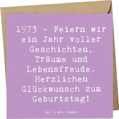 Produktbild von Mr. & Mrs. Panda Grußkarte Spruch 1973 Geburtstag - Lavendeltraum - Geschenk, Alles gut zum, Geschichten, Klappkarte, Alter, anlasskarte, doppelkarte, faltkarte, 50.