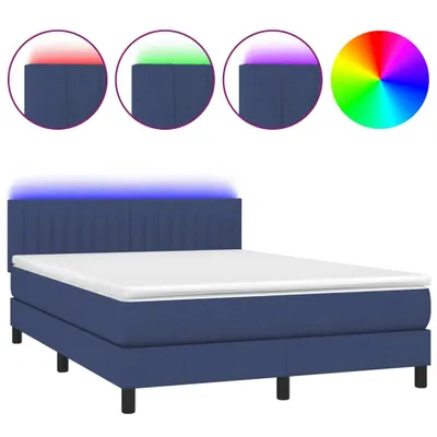 Produktbild von Boxspringbett mit Matratze & LED Blau 140x190 cm Stoff