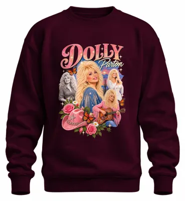 Produktbild von Dolly Parton Country Musik Sängerin Cowgirl Western Gitarre Sweatshirt Pullover, Burgundy, L