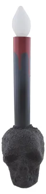 Produktbild von Schwarze Totenschädel Kerze mit Beleuchtung 24cm