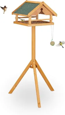 Produktbild von Famanu Vogelhaus auf Standfuß - Futterhaus aus Holz - 120 x 62 x 55 cm - Natur/Grün