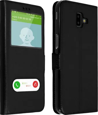 Obrázok produktu pre Samsung Galaxy J6 Plus flipový kryt s dvojitým oknom a funkciou stojana - čierny