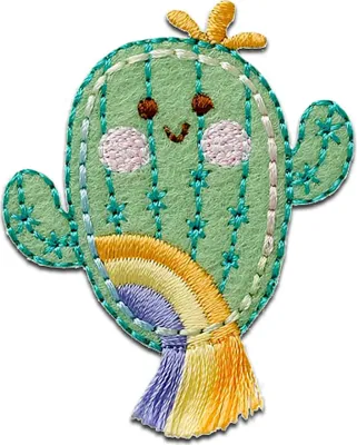 Produktbild von Mono-Quick Kaktus mit Fransen - Aufnäher, Bügelbild, Aufbügler, Applikationen, Patches, Flicken, zum aufbügeln, Größe: 5,6 x 4,4 cm