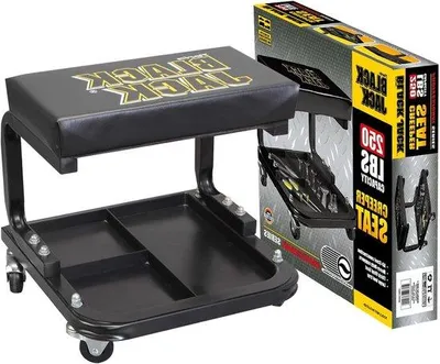 Produktbild von Monteurskruk für den Rollstuhl - Komfortables Arbeiten - Integrierte Werkzeugbox - 74 x 38 x 21 cm - Schwarz