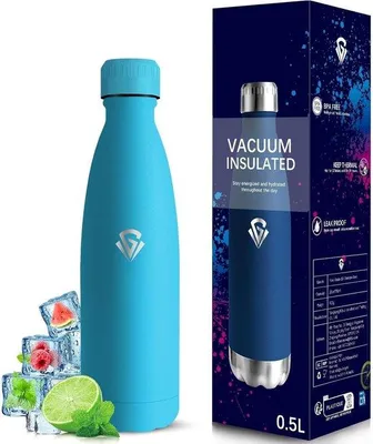 Produktbild von Wasserflasche, 0,5 Liter – Edelstahl – Auslaufsicher – Ideal für Schule und Büro – Luxento