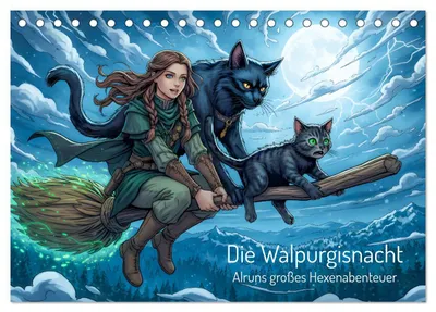 Zdjęcie produktu dla Walpurgisnacht – Wielka przygoda Alruny z czarownicami (kalendarz biurkowy na rok 2027, format A5 poziomy), kalendarz miesięczny CALVENDO