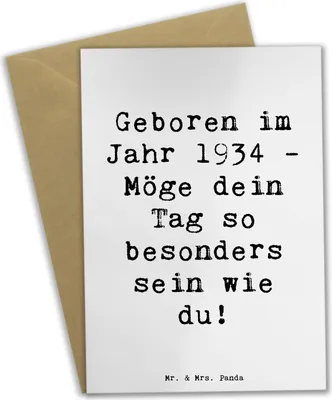 Produktbild von Mr. & Mrs. Panda Glückwunschkarte Spruch 1934 Geburtstag - Weiß - Geschenk, glückwunschkarten, Geburtstagsgeschenk, Geburtstagswünsche, weihnachtskarten, Jahrgang, Alter