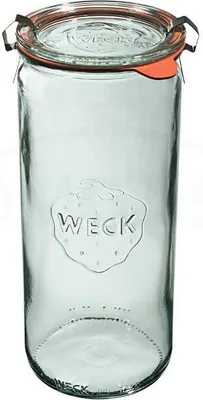 Produktbild von WECK ZYLINDER Zylinderglas mit Deckel, Dichtung und 2 Verschlüssen 1040 ml 6er Pack