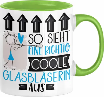 Produktbild von Glasbläserin Geschenk Tasse Geschenkidee für Glasbläserin Geburtstag Weihnachten Spruch So Sieht Eine Richtig Coole Glasbläserin Aus Kaffee-Becher  (Grün)