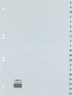Produktbild von Rexel Register A4 PP A-Z 20-tlg.grau, Alphabetischer Registerindex, Polypropylen (PP), Grau, A4, 226 mm, 297 mm