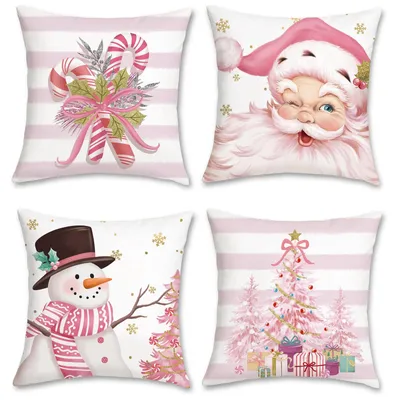 4er-Set Kissenbezüge Weihnachten Rosa 50x50 cm Samt