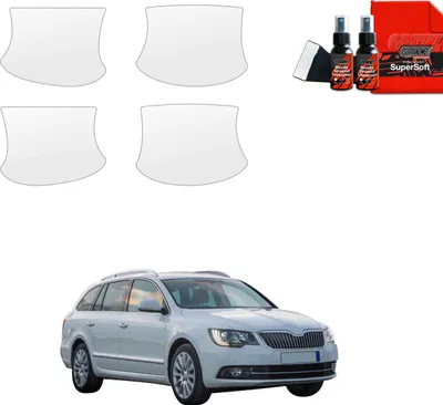 Produktbild von 4in1 Schutzfolie für Türgriffmulden - Skoda Superb 2 Kombi Facelifting (2013-2015) Grizz Protector