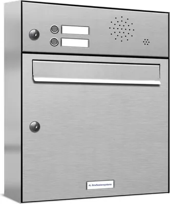 Produktbild von 1er V2A Edelstahl Briefkastenanlage für Aufputz - Wandmontage 2 Klingel
