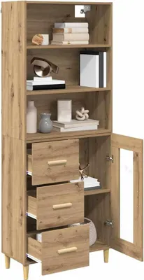 Image de vidaXL Highboard Chêne Artisan 69,5 x 34 x 180 cm Matériau dérivé du bois