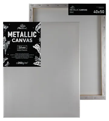 Phoenix Metallic Leinwand Silber 40 x 50 cm, Vorder- und Rückseite