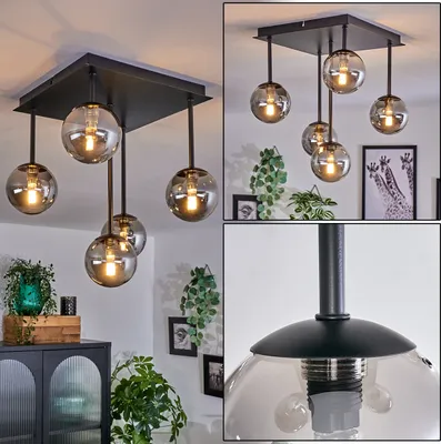 Produktbild von Isorella Deckenlampe aus Metall/Glas in Schwarz/Rauchfarben
