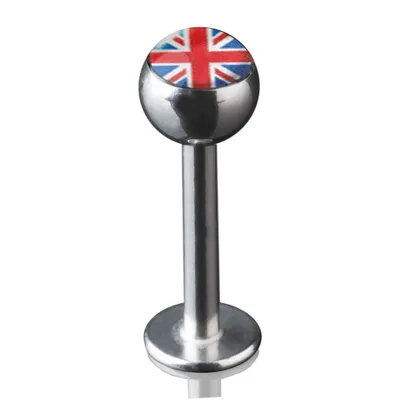 Produktbild von viva-adorno 1,2 x 8mm Lippen Piercing Stecker Labretstecker 316L Chirurgenstahl 20 verschiedene Motive Picture Logo Z379,S9 Union Jack