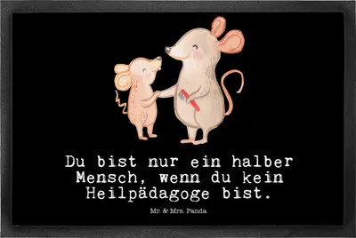 Produktbild von Mr. & Mrs. Panda fußmatte Heilpädagoge Herz 50 x 75 cm - Schwarz - Geschenk, Bodenvorleger, Schmutzfangmatte, Witzig, Studium, Spruch, Ausbildung, Sauberlaufmatte