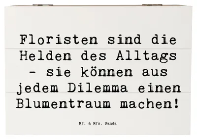 Produktbild von Mr. & Mrs. Panda Box Spruch Floristin Heldin 22 x 15 cm - Weiß - Geschenk, handgefertigte Geschenke, Schatzkiste, Sorgfalt, fotobox, Berufsgestaltung, Berufsleben, Berufe