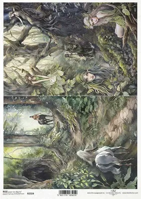 Produktbild von ITD Reispapier Decoupage Bastelpapier Serviettentechnik-R2324 Zentaur, Dryaden, Wald, Dschungel