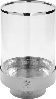 Fink Windlicht mit Glas Kalux klar, silberfarben Eisen, vernickelt , Glas Höhe 35 cm
