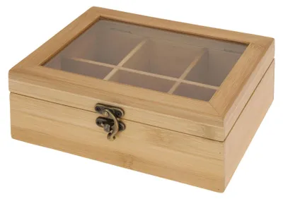 Produktbild von Excellent Houseware Teedose - 6 Facher - natur - Holz - 21 x 16 x 7 cm - Teedose