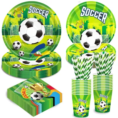 Fußball-Party-Set, 100-teilig, für Geburtstage