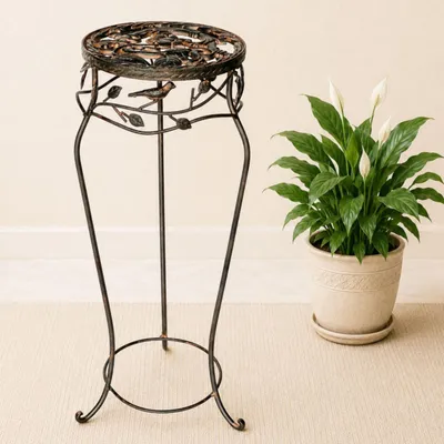 Produktbild von Blumenhocker Metall Schwarz Rund 65 cm Blumenständer 18215 Blumensäule Antik Pflanzenständer Pflanzenhocker Vintage