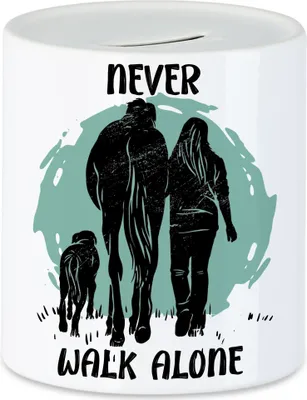 Produktbild von Never Walk Alone Spardose Tiere Tierliebe Pferd Hund Pferdeflüsterer Natur Wald Spaziergang Liebe Reiten