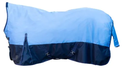Immagine prodotto di Coperta impermeabile HKM, taglia 115 - Coperta con collo alto modello Norwich, tessuto 600D con fodera in pile - blu scuro/blu chiaro