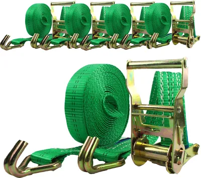 Produktbild von 5x Profi Ratschen Spanngurt Spanngurte Zurrgurt 2-tlg 6m 2t 2to 2000 kg GRÜN