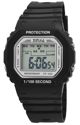 Produktbild von Xinjia Sportliche Digital Armband Uhr Schwarz Silikon Datum Damen Herren Kinder Quarz
