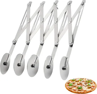 Obrázok produktu pre Krájač na pizzu 5 koliesok, nehrdzavejúca oceľ, nastaviteľný, pre kuchyňu