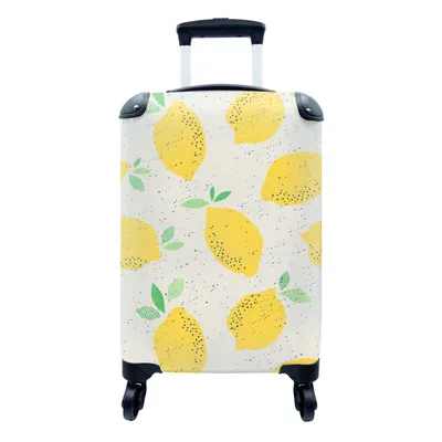 Produktbild von MuchoWow® Koffer Handgepäck Trolley Rollkoffer Kleine Reisekoffer mit 4 Rollen - Zitrone - Obst - Vintage - Design - Cabin Size < 55x40x23 cm & 55x40x20 cm - Fotokoffer - Kabinenkoffer - Boardgepäck - Reise-Box - Reisekoffer - Reisegepäck - Koffer mit Bild - Trolley für Kinder