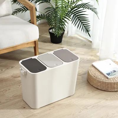 Produktbild von Mülltrennsystem 27L 3x9L Abfalleimer 3 Fächer Mülltrenner Recycling Mülleimer mit Klickdeckel