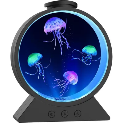 Produktbild von LED Quallen Lampe Leise Tischlampe mit 7 Farben & Timer, Dimmbar Aquarium Nachtlicht Schwarz für Schlafzimmer & Deko