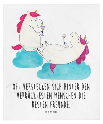 Produktbild von Mr. & Mrs. Panda Fleecedecke Einhorn Sekt - Weiß - Geschenk, Babydecke, Freundin, Erstlingsdecke, Unicorn, Schmusedecke, Spaß, Party, Plaid, Schlummerdecke