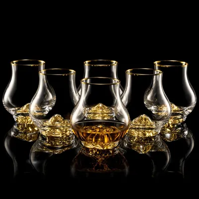Whiskygläser Set 6er 205ml Kristall mit Goldberg
