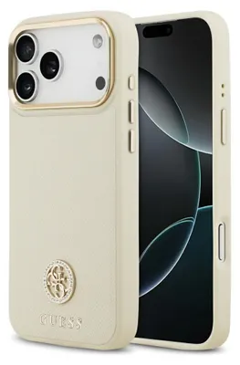 Produktbild von Guess Grained Strass Logo MagSafe Case   für iPhone 17 Pro Max beige