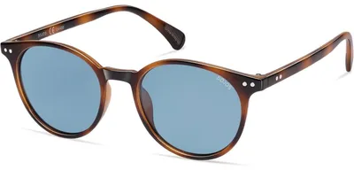 Zdjęcie produktu dla Okulary przeciwsłoneczne damskie/męskie, polaryzacyjne, okrągłe, z filtrem UV400, brązowa oprawka, niebieskie szkła, model SJ2113